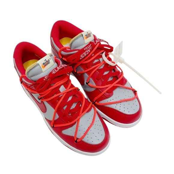 RARE OFF-WHITE x NIKE Dunk Low Sneakers in ‘University Red’ - Picture 2 of 5